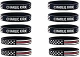 10 Pack Charlie Kirk A True Patriot Pray Justice Assassination Shooting Hero Freedom Merch USA Rubber Bracelets Silicone Wristbands Bracelets for Men&Women