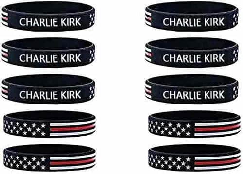 10 Pack Charlie Kirk A True Patriot Pray Justice Assassination Shooting Hero Freedom Merch USA Rubber Bracelets Silicone Wristbands Bracelets for Men&Women