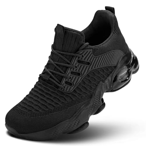 Mevlzz Mens Air Cushion Running Shoes Breathable Tennis Fashion Sneakers Non Slip Workout Casual Sport Gym Trail Comfortable Walking Shoes All Black