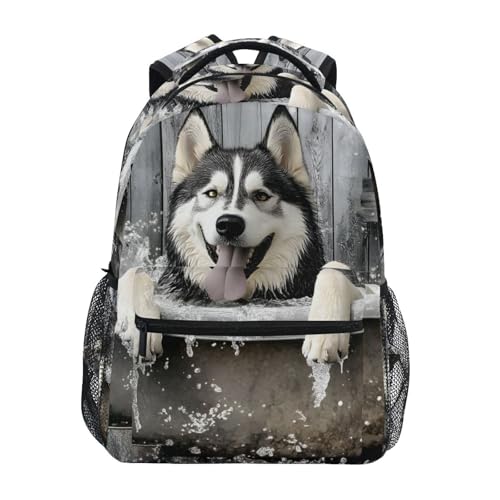 Husky Bathtub Vintage Backpack Daypack Shoulder Bag Book Bag Lightweight Back Pack 11.4 ×16 Inch