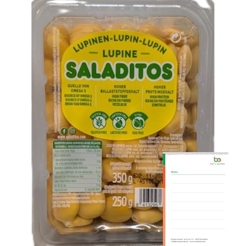Lupinen 350g (Saladitos) - Proteinreich, Ballaststoffreich & Omega 3 + Ben's Garden Notizblock Set