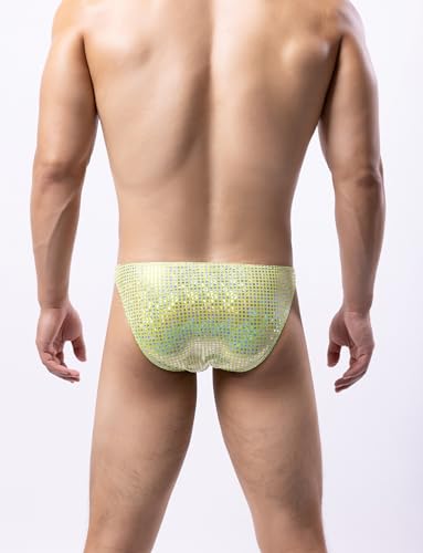SEAUR Men's Sexy Bikini Briefs Low Rise Glitter Underwear Sissy Pouch Panties Breathable Stretch Underpants3