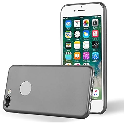 Cadorabo Case Compatible with Apple iPhone 8 Plus / 7 Plus / 7S Plus in Metallic Grey - Shockproof and Scratch Resistant TPU Silicone Cover - Ultra Slim Protective Gel Shell Bumper Back Skin Cover