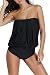 Dokotoo Womens Solid Soft Cup Strapless Tankini With Triangular Briefs Large Black