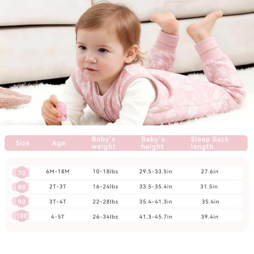 Image of Chilsuessy Baby Sleep Sack with Feet 1.0 TOG, 100% Organic Cotton Wearable Blanket 2 Pack Newborn Infant Sleeping Bag with 2-Way Zipper, 4-5 T, Floral