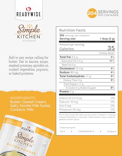 Image of SIMPLE KITCHEN Dehydrated Butter Powder #10 Can, 204 Servings, Camping