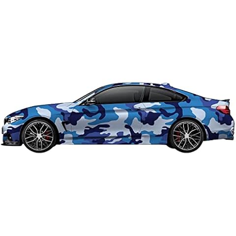 jweemax Vintage Air-Release Car Vinyl Wrap, Self-Adhesive Automotive Vinyl Wrap, Car Wrap Film, Urban Camo Theme, Blue Series, 5ft x 32.8ft Cover