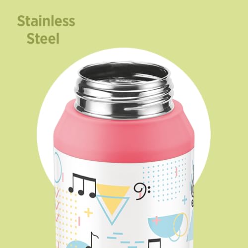 Image of Milton Steel Helio 900 Thermoware Water Bottle 600 ml with One Touch Safety Lock & Twin Lid Sip or Gulp, Long Hours Hot & Cold, Leak Proof, ISI Certified, PU Insulated, for Kids, School, Light Pink