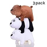yuailiur 3 Piezas Kawaii We Bare Bears Peluche de Dibujos Animados We Bare Bears Magnética apilable Conjunto de Juguetes de Peluche Multicolor 27cm (A)