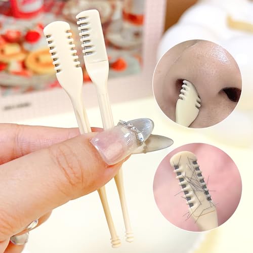 Image of 2Pcs /Bag Double-Ended Nose Hair Trimmer Safety Scraper with Ear Pick Clean Shaver (2Pcs Double Blade)