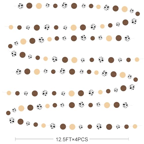 Image of Western Cowboy Party Decorations Brown Khaki Circle Dot with Cow Printed Polka Dots Garland Streamer for My First Rodeo Birthday Baby Shower Wedding Engagement Bachelorette Party Decorations Supplies
