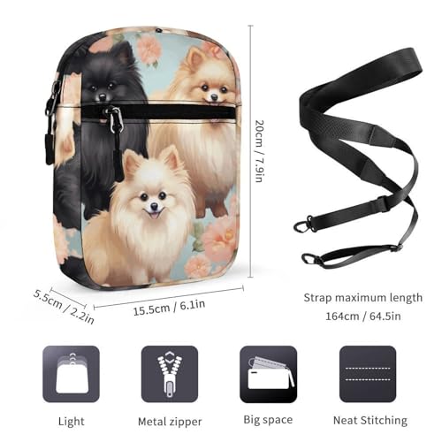 Personalized Small Crossbody Bag Water Resistant Messenger Bags Mini Pomeranians Pattern Printing SlingBag For Men Women2