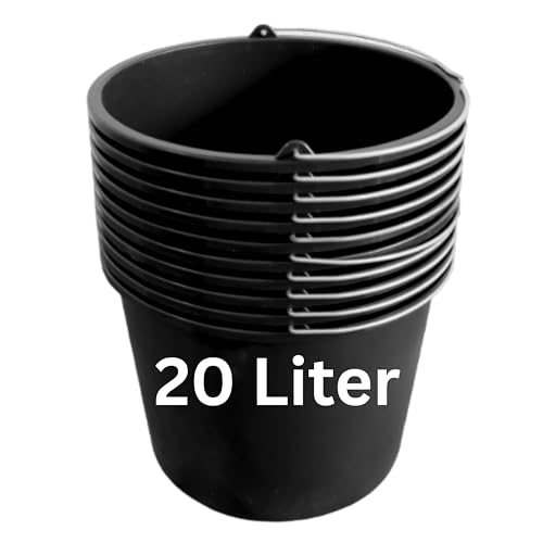 ViD® 5 Stück Mörteleimer/Betoneimer 20 Liter | Ø37 x 28 cm | Baueimer/Putzeimer/Eimer für Baustelle, Garten, Renovierung