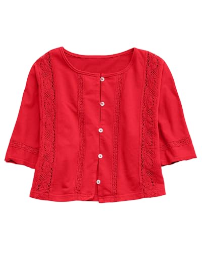 Gacaky Women Summer Boho Button Down Cardigan Lace Beach Vacation Y2k Fashion Crop Tops Clothes 20252