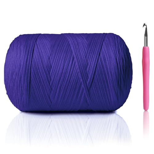 Image of 800G（228YDS） Tshirt Yarn for Crocheting，Chunky T-Shirt Yarn for Beginner Crochet Bags，Baskets，Coasters，Shoes，Clothes，DIY Crafts, Elastic Fabric Thick Hand Knitting (Lilac)