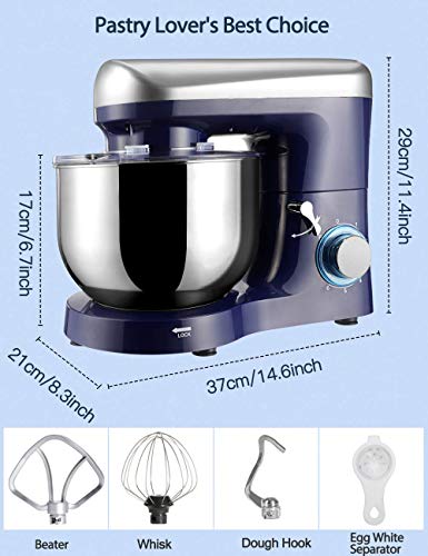 Elegant Life Stand Mixer, 6 QT 660W 6-Speed Tilt-Head Food Mixer, Kitchen Electric Mixer with Dough Hook, Wire Whip & Beater