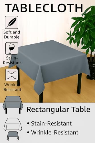 Image of Styleys Dining Table Cover Waterproof with for Kitchen Dining Table Cloth Dust and Oil Repellent (140x220, 1 Table Cover Only, Grey, CTSD16)