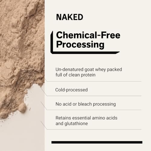 Image of NAKED Goat Chocolate Protein Powder - Pasture Fed Goat Whey Protein Powder from Small-Herd Dairies - Only 3 Ingredients - GMO Free, Soy Free - All Natural - 23 Grams of Protein - 25 Servings
