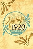  Vintage 1920: 100th Birthday Gifts for Him and Her Softcover Notebook (Composition Book, Journal) with Dotted Grid Pages (6 x 9\