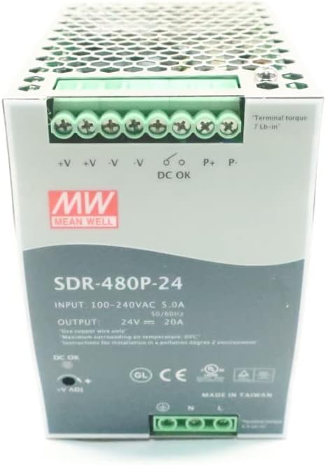 MEAN WELL SDR-480P-24 Power Supply 100-240V-AC 20A AMP 24V-DC