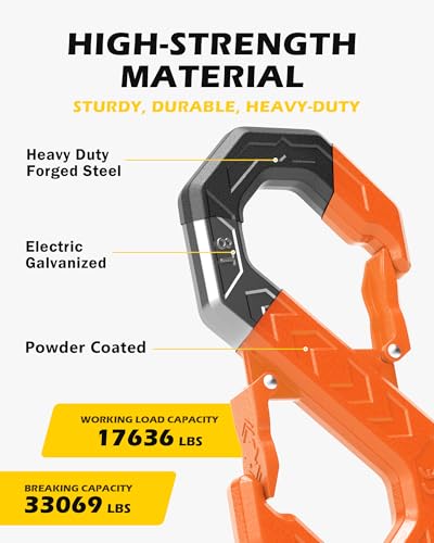 Image of 3 /8 inch Tow Hook, S-Shaped Winch Hook, 33,000lbs Breaking Strength, G80 Heavy Duty Forged Steel, Fast Connect Winch Shackle Towing Hook for Trucks, SUVs, ATVs, Trailers, Orange