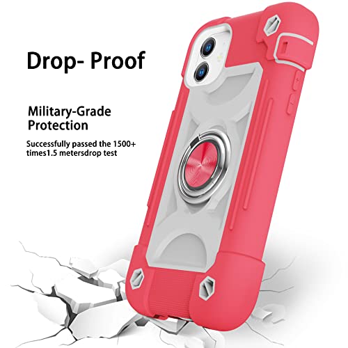 Image of MARKILL Compatible with iPhone with Built-in 360Rotating Ring Stand, Military Grade Drop Protection Full Body Rugged Heavy Duty Case Durable Cover (Hot Pink, iPhone 11 6.1 inch)