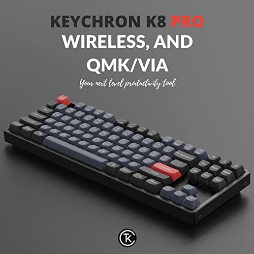 Image of Keychron K8 Pro QMK /VIA Wireless Mechanical Keyboard, Hot-Swappable Aluminum Frame TKL Custom Programmable Keyboard with RGB Backlit, Gateron G Pro Red Switch
