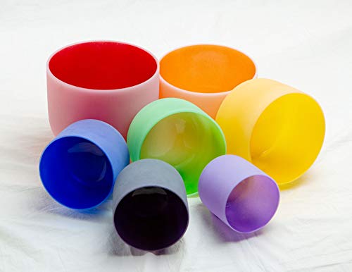 Leize Chakra Tuned 432Hz Set Of 7 Color Quartz Crystal Singing Bowls 6-12 Inch With Heavy Duty Carrying Cases And Singing Bowl Mallets #TOP2