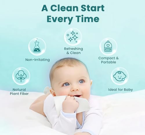 Image of [ ] GLIDER Baby Wipes | 25 Wipes /Pack | Soft and Thick with 98% Water | Aloe Vera & Vitamin E | (Pack of 4 (100 Wipes)