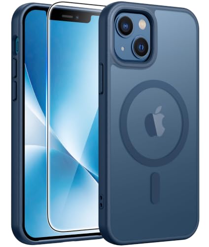Image of FNTCASE for iPhone 13 mini /12 mini Case Blue: Magnetic Translucent Matte