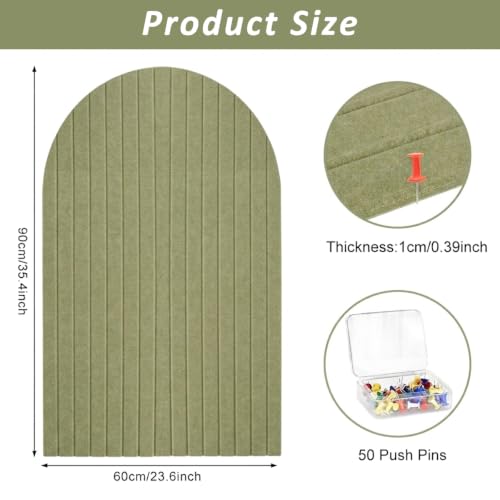 Image of Climberty Large Arched Felt Bulletin Board - Stylish Perfectly Sized 35 inch x 24 inch Cork Board Alternative for Office & Wall Decor-Gray Green