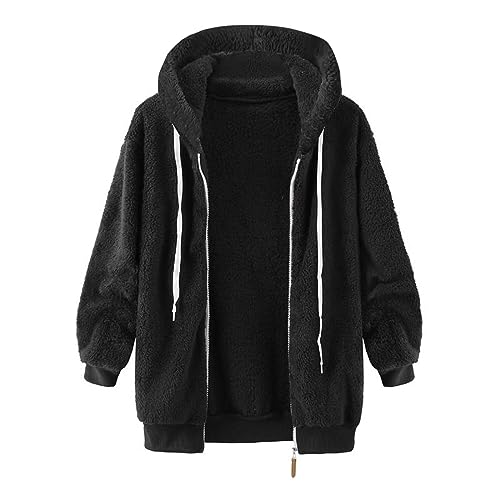 Bidobibo Fuzzy Fleece Jackets for Women 2025 Winter Warm Faux Fur Coats Plus Size Sherpa Zip Up Jacket Hoodies with Pockets2