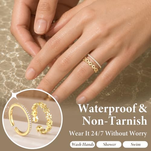 FIRSTGIFT 5Pcs Stackable Rings for Women Gold Silver Adjustable Thumb Rings - image 6