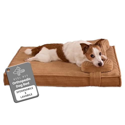 VEEL PET Materassino-Cuccia Ortopedico per Cani con Cuscino Regolabile a Forma di Osso – Fodere Lavabili e Impermeabili, Antiscivolo, Ideale per Articolazioni e Riposo Ergonomico (SMALL)