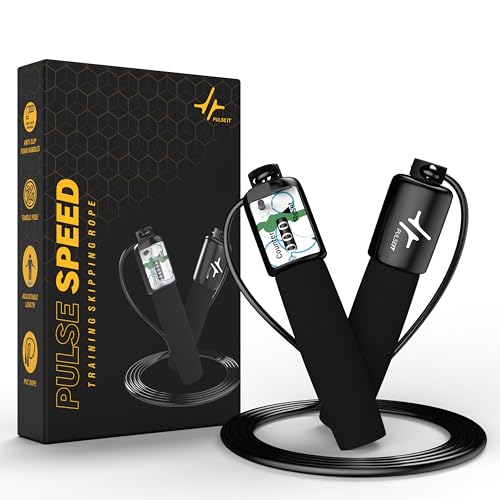 PulseIT Adjustable Skipping Rope with Counter for Men & Women | Speed Jump Rope for Cardio, Weight Loss, Fitness & CrossFit | Tangle-Free, Lightweight & Durable – Ideal for Home & Gym Workouts