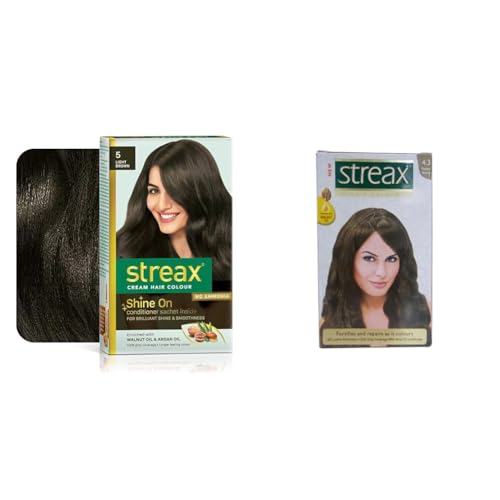 Streax Permanent Hair Colour, 100% Grey coverage Cream Hair Colour for Women & Men | Golden Brown