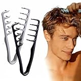 2 StückTextur Kamm für Locken,Texture Comb,2-in-1 Styling kamm,Texture Comb Volumen Styling Kamms,Haarzange Texturkamm,für Die Haarwurzeln mit Ponyansatz Pflegen