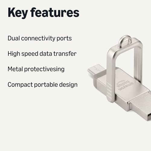 image for Amazon Basics USB Flash Drive, Thumb Drive Memory Stick with USB C and