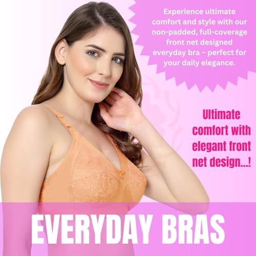Image of Fashiol Women's Cotton Minimizer Saree Bra | Plus Size Full Coverage Non-Padded Heavy Bust Everyday Ladies Bras - 34 Till 50