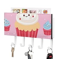 RTFGHJS Cute Cupcake Key Holder for Wall with 5 Hooks Decorative Key Holder Wall Mount, Keys Hooks Coat Rack Wall Decor, Perfect for Bathroom, Living Room, Kitchen, Housewarming Gift