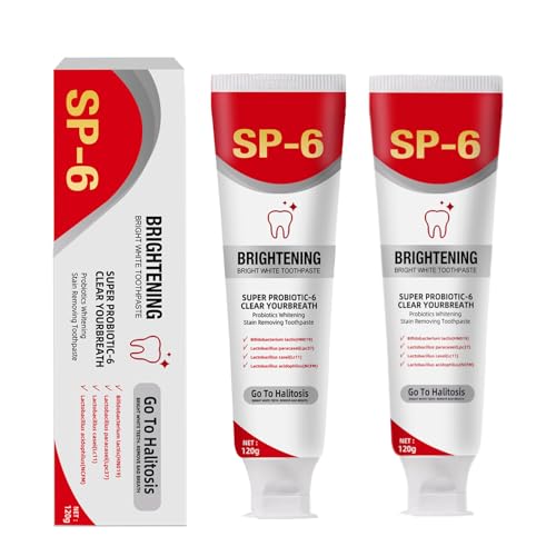 Pasta dientes probiótica SP6 | 2PC SP6 Pasta de diente iluminando | Frescos sensibles Breath Toothrpastes | Fortalecimiento esmalte natural Las pastas dentales blanqueadoras los dientes