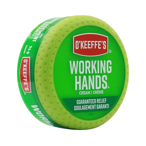 O’Keeffe’s Working Hands Hand Cream for Extremely Dry, Cracked Hands, Heals, Relieves and Repairs, Boosts Moisture Levels, 3.4oz/96g Jar, Moisturizer (Pack of 1) K1350013