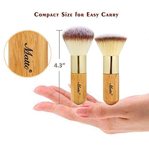 Matto Bamboo Makeup Brush Set Face Kabuki 2 Pieces - Foundation and Powder Makeup Brushes for Mineral BB Cream