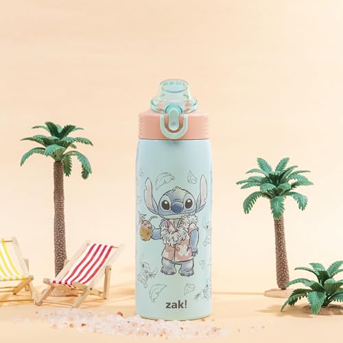 Image of Zak Designs Disney Stitch Sage 19oz Leak-Proof Straw Kids Water Bottle