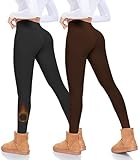 FLEECE LINING INTERIOR - With Buttery Soft Fleece Interior, Our Heat-Tech Warm Leggings for Winter Will Fit You Like a Second Layer of Skin and Offer You Both Comfort & Warmth When Temperature Drops. Leggings for Women are Designed to Add Warmth and ...