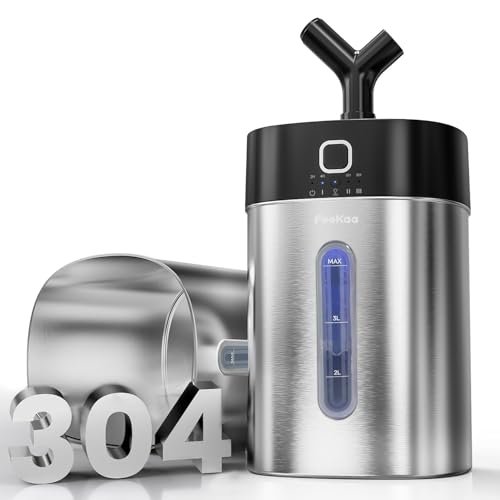 Image of Feekaa Stainless Steel Humidifier Easy Clean, 1Gal/4L Cool Mist Humidifiers for Bedroom, Dishwasher Safe Humidifier Large Room, Humidifiers for Bedroom Baby Nursery Living Room Office, Black