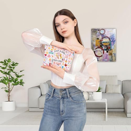 BDPWSS K-Pop Makeup Bag K-Pop Singer Merchandise Gift Just A Girl Who Loves K-Pop Gift for K-Pop Music Fan K-Pop Team Gift (Loves K-Pop)3