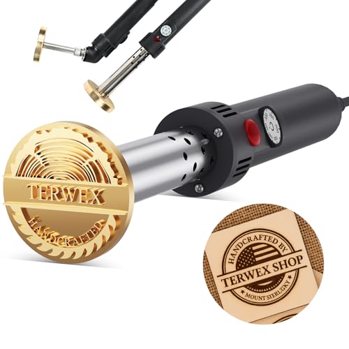 Terwex Custom Electric Branding Iron For Wood, Black Temperature-Controlled Wood Branding Iron Personalized Metal Stamp, Logo Branding Irons Letter Stamp for Leather Food, Woodworking Tools DIY Gifts