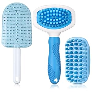Baderke 3 Pcs Cat Tongue Comb Dog Brush Kit Rubber Pet Grooming Bath Brush Pet Ice Cream Massage Comb Soft Self Cleaning Pet Hair Brush for Cats Dogs