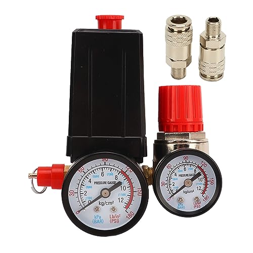 Air Compressor Pressure Switch, 4 Way Auto Control Valve Controller 0?180PSI with Gauge Air Compressor Replacement Parts for Air Compressor